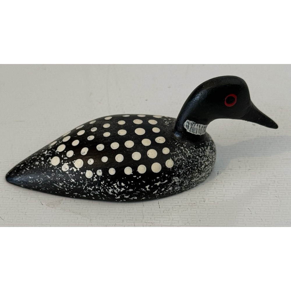 Dave Wooten Hand Carved And Painted Miniature Loon Duck Decoy Signed 1995 4"